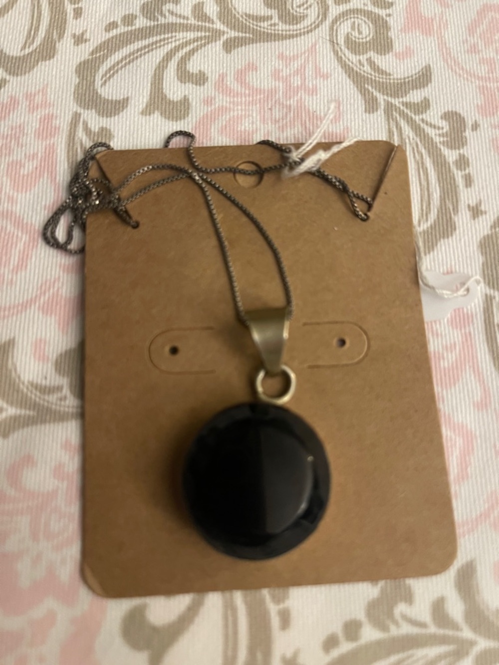 Black Faceted Pendant Necklace